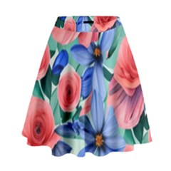 Classy Watercolor Flowers High Waist Skirt by GardenOfOphir