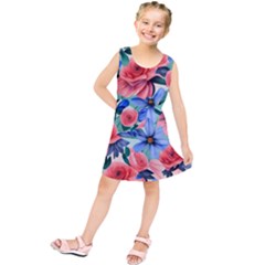 Classy Watercolor Flowers Kids  Tunic Dress