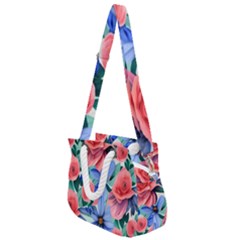 Classy Watercolor Flowers Rope Handles Shoulder Strap Bag by GardenOfOphir