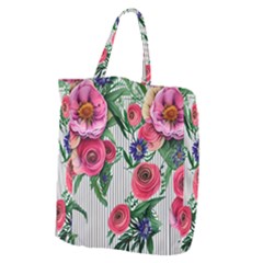 Cheerful Watercolor Flowers Giant Grocery Tote by GardenOfOphir