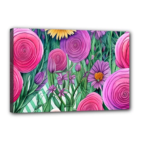 Charming Watercolor Flowers Canvas 18  X 12  (stretched) by GardenOfOphir