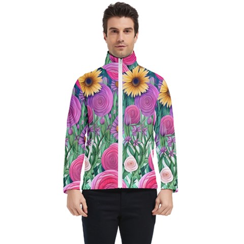 Charming Watercolor Flowers Men s Bomber Jacket by GardenOfOphir