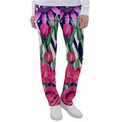 Classy Botanicals – Watercolor Flowers Botanical Women s Casual Pants by GardenOfOphir