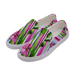 Cherished Blooms – Watercolor Flowers Botanical Women s Canvas Slip Ons