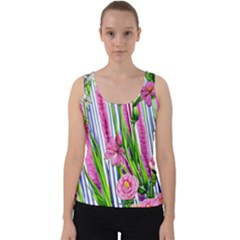 Cherished Blooms – Watercolor Flowers Botanical Velvet Tank Top