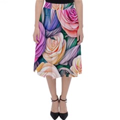 County Charm – Watercolor Flowers Botanical Classic Midi Skirt