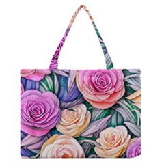 County Charm – Watercolor Flowers Botanical Zipper Medium Tote Bag by GardenOfOphir