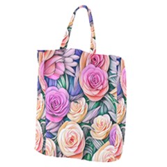 County Charm – Watercolor Flowers Botanical Giant Grocery Tote