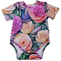 County Charm – Watercolor Flowers Botanical Baby Short Sleeve Bodysuit by GardenOfOphir