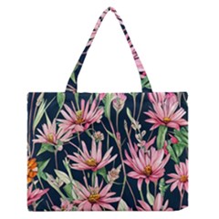 Choice And Creative Watercolor Flowers Zipper Medium Tote Bag by GardenOfOphir