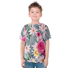 Classy And Chic Watercolor Flowers Kids  Cotton Tee