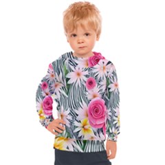 Classy And Chic Watercolor Flowers Kids  Hooded Pullover by GardenOfOphir