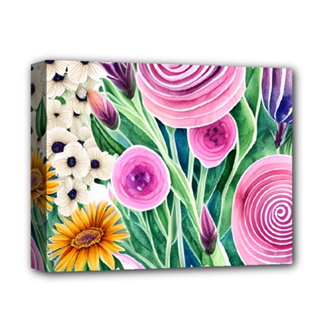 Cheerful And Captivating Watercolor Flowers Deluxe Canvas 14  X 11  (stretched) by GardenOfOphir