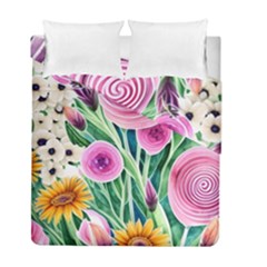 Cheerful And Captivating Watercolor Flowers Duvet Cover Double Side (full/ Double Size) by GardenOfOphir