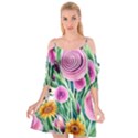 Cheerful And Captivating Watercolor Flowers Cutout Spaghetti Strap Chiffon Dress View1