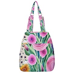 Cheerful And Captivating Watercolor Flowers Center Zip Backpack by GardenOfOphir
