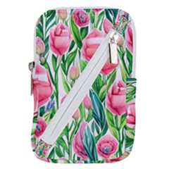 Cheerful And Captivating Watercolor Flowers Belt Pouch Bag (small)