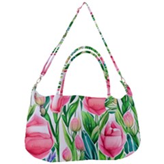 Cheerful And Captivating Watercolor Flowers Removal Strap Handbag by GardenOfOphir