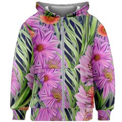 Cheerful Watercolors – Flowers Botanical Kids  Zipper Hoodie Without Drawstring by GardenOfOphir