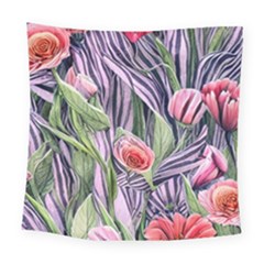 Charming Watercolor Flowers Square Tapestry (large) by GardenOfOphir