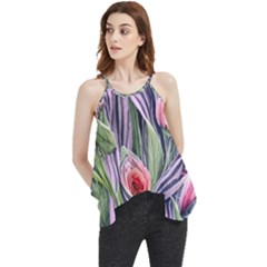 Charming Watercolor Flowers Flowy Camisole Tank Top by GardenOfOphir