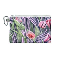 Charming Watercolor Flowers Canvas Cosmetic Bag (medium) by GardenOfOphir