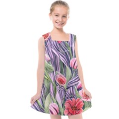 Charming Watercolor Flowers Kids  Cross Back Dress by GardenOfOphir
