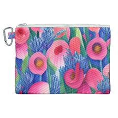 Celestial Watercolor Flowers Canvas Cosmetic Bag (xl) by GardenOfOphir