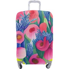 Celestial Watercolor Flowers Luggage Cover (large) by GardenOfOphir