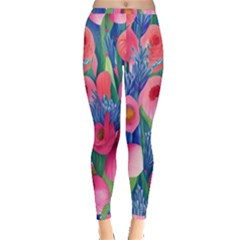 Celestial Watercolor Flowers Inside Out Leggings by GardenOfOphir