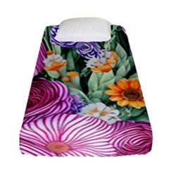 Captivating Watercolor Flowers Fitted Sheet (Single Size)