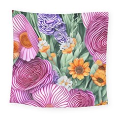 Captivating Watercolor Flowers Square Tapestry (large) by GardenOfOphir