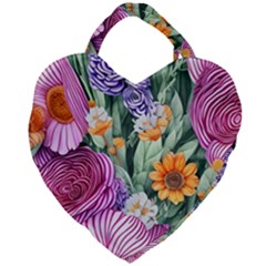 Captivating Watercolor Flowers Giant Heart Shaped Tote by GardenOfOphir