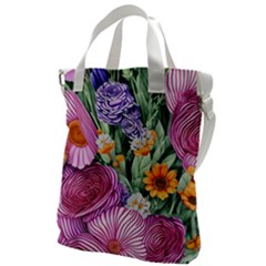 Captivating Watercolor Flowers Canvas Messenger Bag by GardenOfOphir