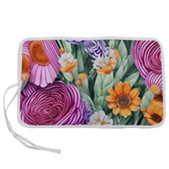 Captivating Watercolor Flowers Pen Storage Case (S)