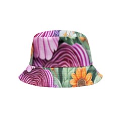 Captivating Watercolor Flowers Inside Out Bucket Hat (Kids)