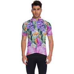 Captivating Watercolor Flowers Men s Short Sleeve Cycling Jersey by GardenOfOphir