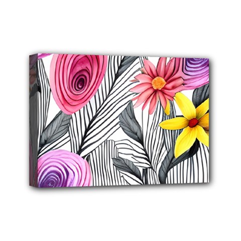 Darling And Dazzling Watercolor Flowers Mini Canvas 7  X 5  (stretched) by GardenOfOphir