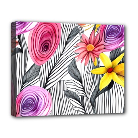 Darling And Dazzling Watercolor Flowers Deluxe Canvas 20  X 16  (stretched) by GardenOfOphir