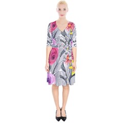 Darling And Dazzling Watercolor Flowers Wrap Up Cocktail Dress by GardenOfOphir