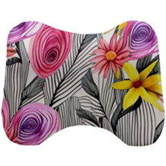 Darling And Dazzling Watercolor Flowers Head Support Cushion by GardenOfOphir