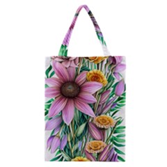 Watercolor Flowers Botanical Foliage Classic Tote Bag