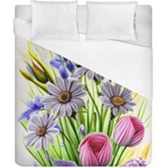 Expressive Watercolor Flowers Botanical Foliage Duvet Cover (california King Size) by GardenOfOphir