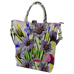 Expressive Watercolor Flowers Botanical Foliage Buckle Top Tote Bag by GardenOfOphir