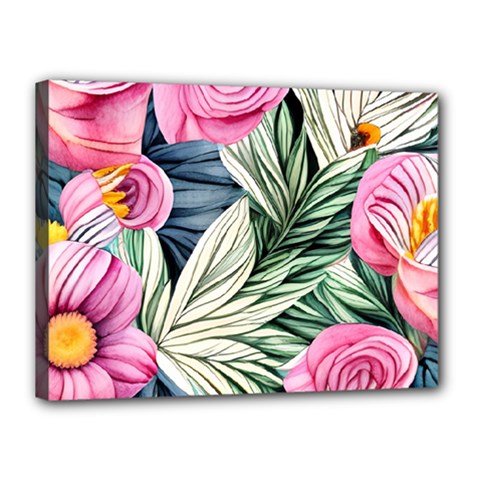 Delightful Watercolor Flowers And Foliage Canvas 16  X 12  (stretched) by GardenOfOphir