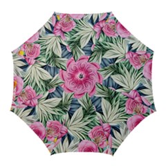 Delightful Watercolor Flowers And Foliage Golf Umbrellas by GardenOfOphir