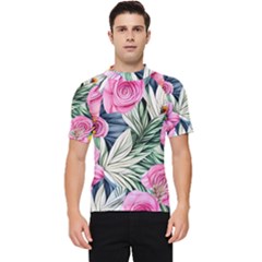 Delightful Watercolor Flowers And Foliage Men s Short Sleeve Rash Guard by GardenOfOphir