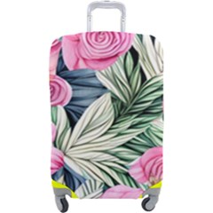 Delightful Watercolor Flowers And Foliage Luggage Cover (large) by GardenOfOphir