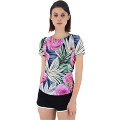 Delightful Watercolor Flowers And Foliage Back Cut Out Sport Tee by GardenOfOphir