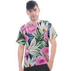 Delightful Watercolor Flowers And Foliage Men s Sport Top by GardenOfOphir